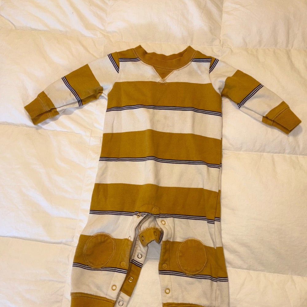 Carter's Yellow and White Striped Footie One Piece